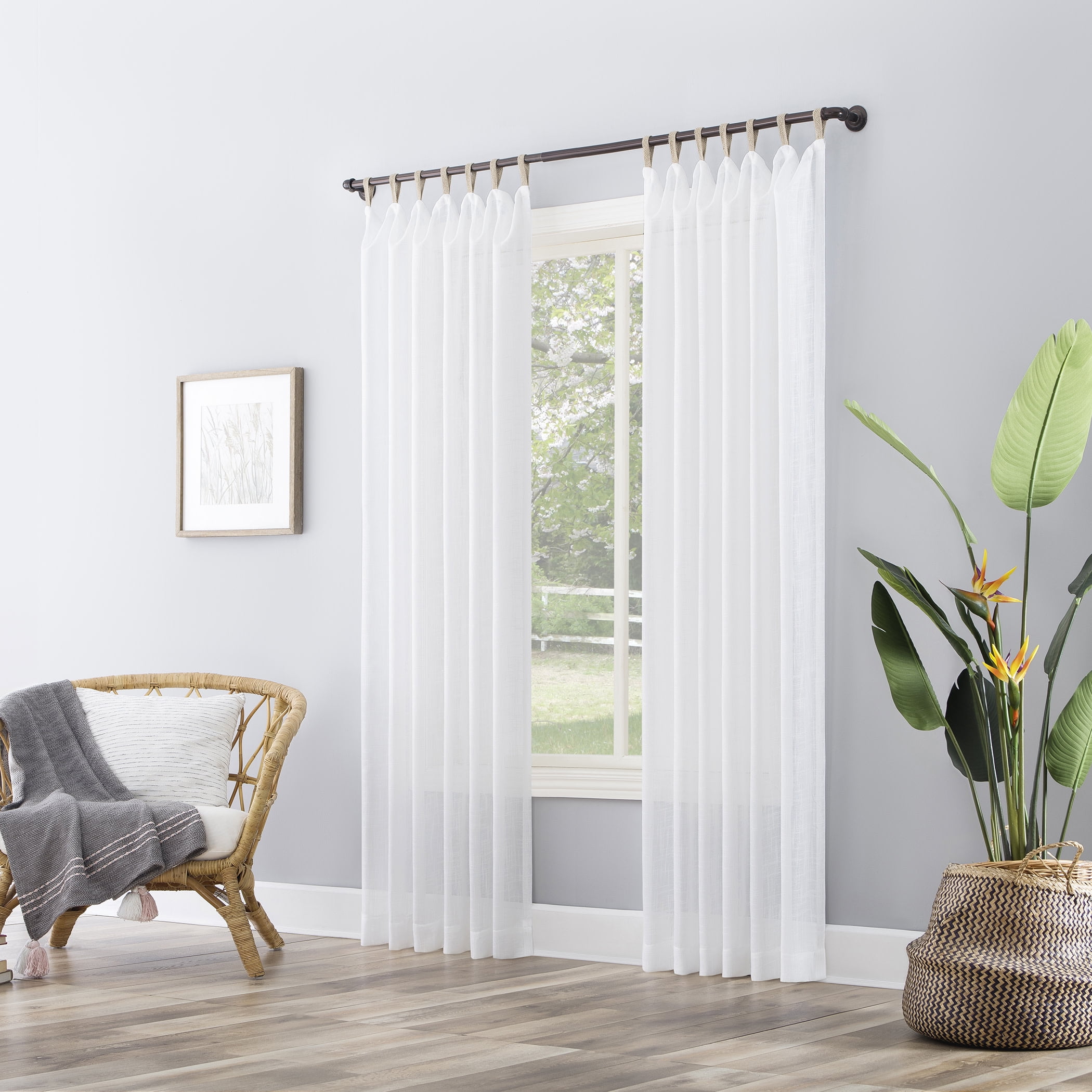 No. 918 Ceri Linen Texture Jute Tabs Semi-Sheer Tab Top Curtain Panel