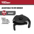 thumbnail image 2 of Hyper Tough Adjustable Oil Filter Wrench, Heavy Duty, Carbon Steel, 2-1/2 inch to 3-7/8 inch, 2 of 13