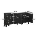 thumbnail image 6 of GZXS 65" Wooden Buffet Sideboard with 4 Symmetrical Geometric Doors, Solid Wood Legs, Adjustable Shelves, Mid-Century Modern Media Console Cabinet for Living Room, Entryway, Dining Room, Black, 6 of 8