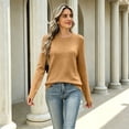 thumbnail image 5 of Womens Crew Neck Knit Sweater Long Sleeve Solid Color Casual Pullover Top, 5 of 8