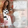 thumbnail image 7 of SEANATIVE Nightgowns for Women Button Up Short Sleeve Lounge Dress Round Neck House Robe Comfortable Fit Nightdress Trendy Sleepwear Housewear for Home Bedroom, XL, Cute Cow Print, 7 of 7