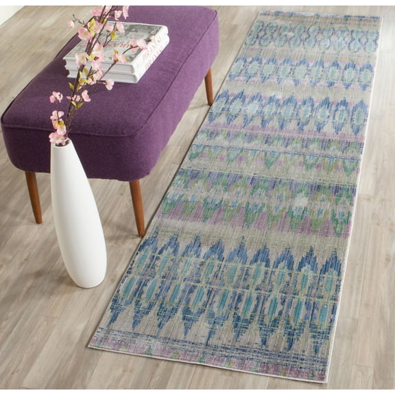 SAFAVIEH Valencia Cathleen Floral Polyester Runner Rug, Purple/Multi, 2'3" x 8'