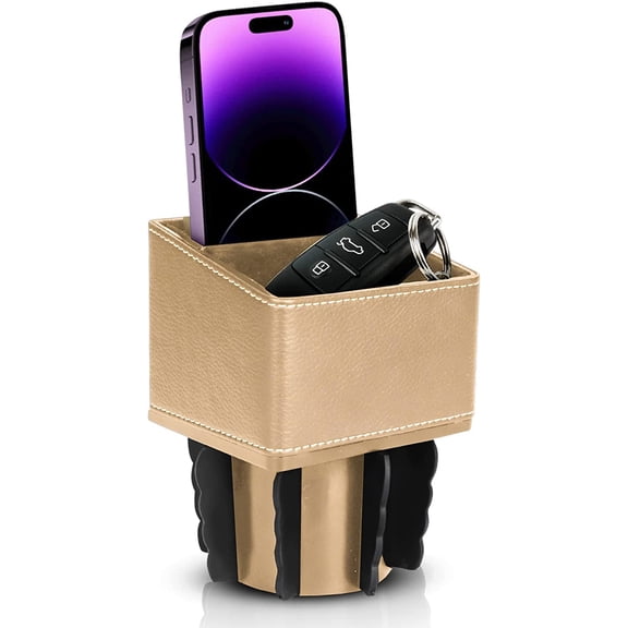 Superior Essentials Car Phone Holder & Key Storage Expander for Cupholder - Universal Size Phone Mount for Car - Elegant Design with Easy Installation - Effortless Charging Cell Phone Holder for Car
