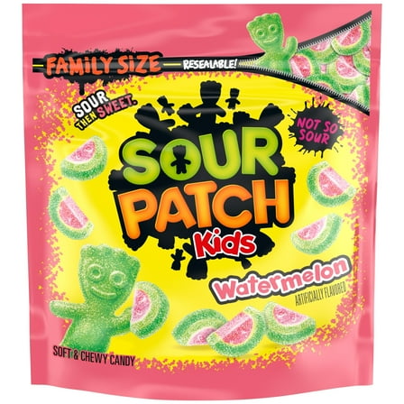 SOUR PATCH KIDS Watermelon Soft & Chewy Candy, Family Size, Bulk Candy, 1.8 lb
