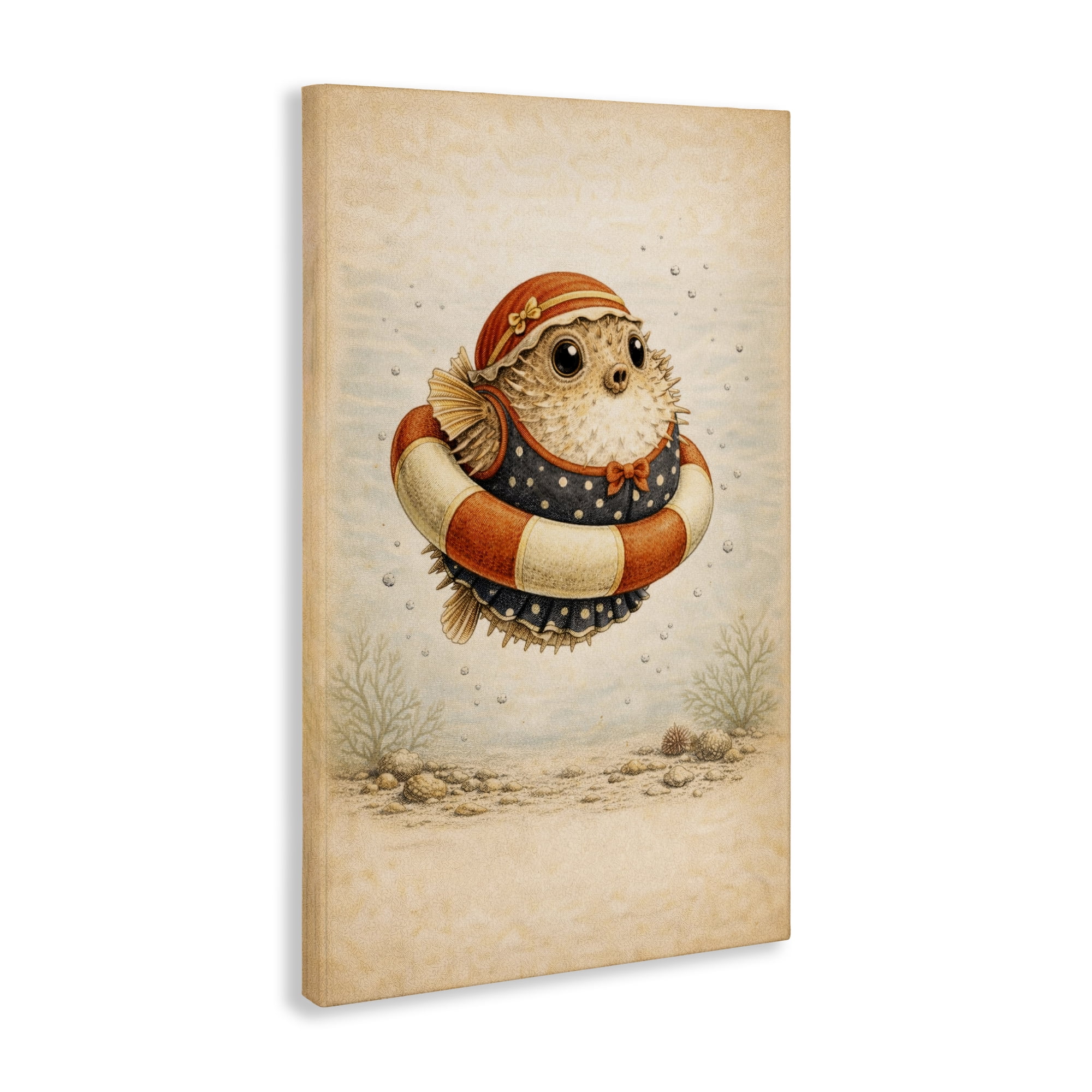 Stupell Industries Pufferfish Of Maritime Bathing Society Canvas Wall Art, design by Grotto Studios