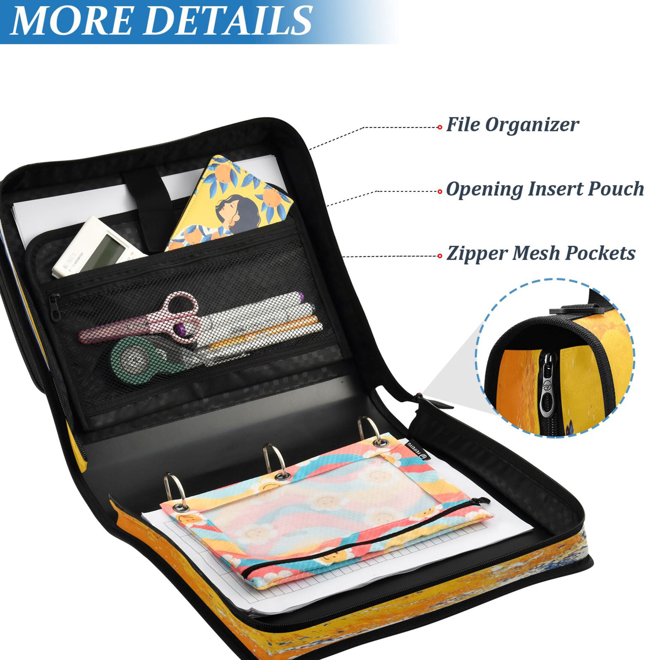 YAZAOO Zipper Binder trapper keeper Documents Organized Design Dolphin Dance Printed