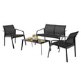 thumbnail image 4 of Costway 4 PCS Patio Furniture Set Loveseat Sofas Armrest Glass Table Deck Black, 4 of 10