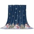 thumbnail image 2 of Christmas Throw Flannel Blanket 40x50In Winter Xmas Snowman Pine Tree Snowflakes Navy Blue Super Soft Cozy Bed Blanket, Lightweight Plush Fuzzy Bed Throw for Bedroom Sofa Couch Living Room, 2 of 4