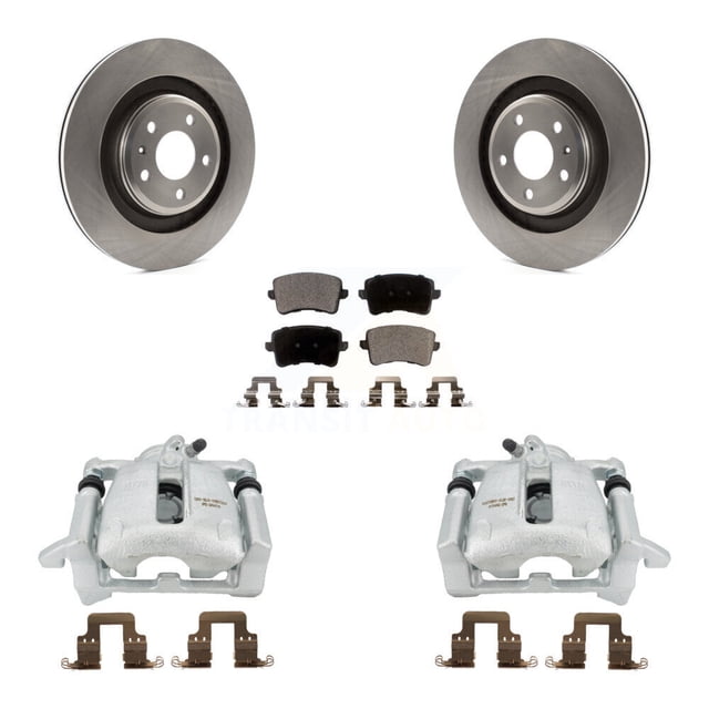 Transit Auto Rear Disc Brake Caliper Rotors and Semi-Metallic Pads Kit for Car 2011 Audi A4 Quattro with 330mm Diameter Rotor KC8-100706P