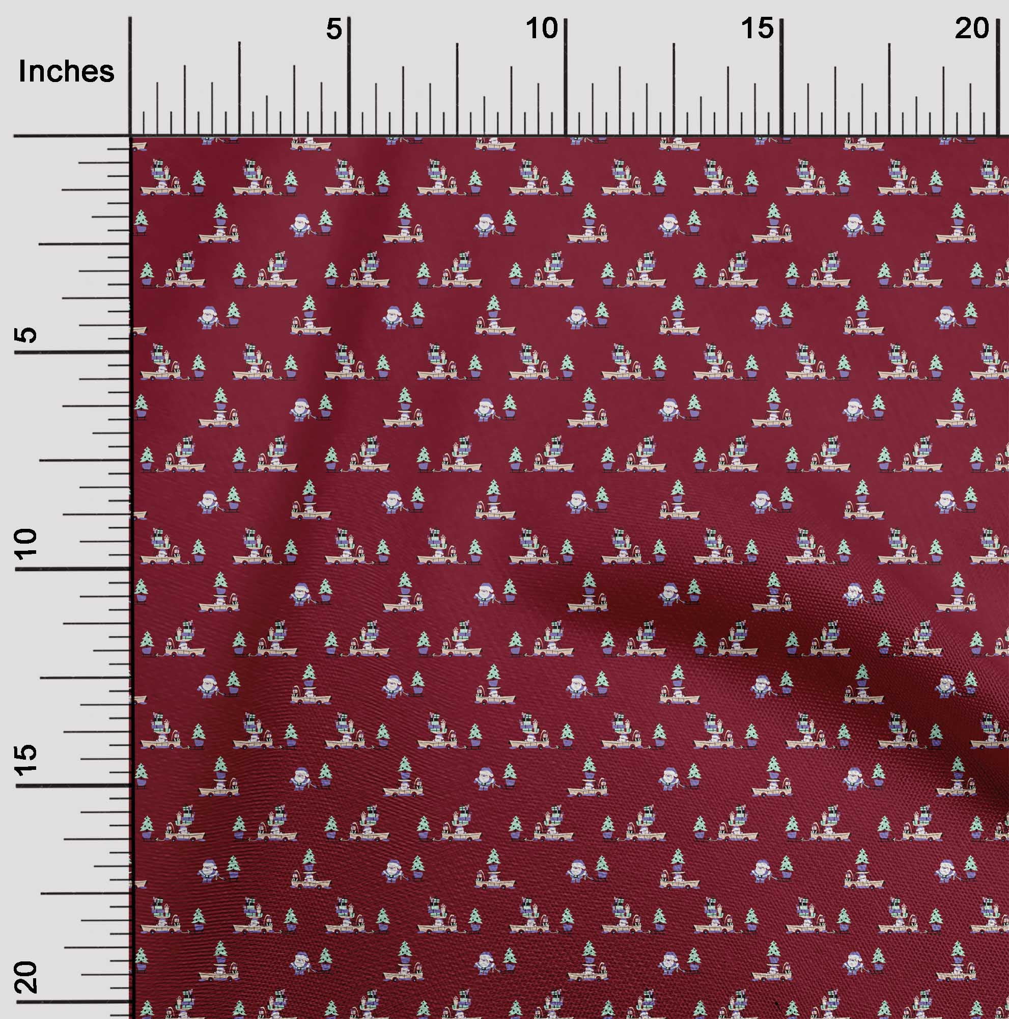 oneOone Cotton Poplin Maroon Fabric Christmas Sewing Fabric By The Yard Printed Diy Clothing Sewing Supplies 56 Inch Wide