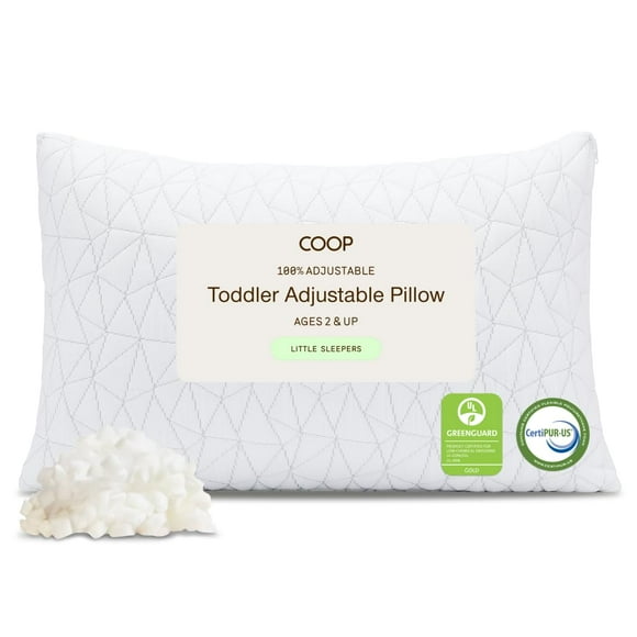 Coop Home Goods Toddler Pillow, Soft, Breathable & Washable Mini Bed Pillows for Kids, Adjustable Pillow with Premium Memory Foam