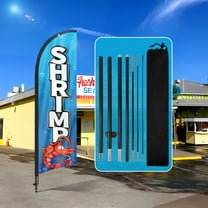 QSUM Shrimp Feather Flag with Flag Pole Kit and Ground Spike, 8.2FT  Sales Of Aquatic Products And Seafood Windless Flag Banner Sign Business for Outdoor Advertising Sign Decoration Display