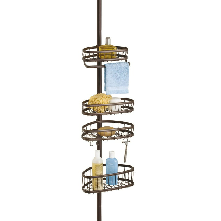 iDesign Metal Extra-Wide Hanging Shower Caddy, The York Collection, 10 x  4 x 22, Pearl White