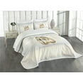 thumbnail image 3 of Ambesonne Wedding Quilted Bedspread Set 3 Pcs, Rings with the Ribbon, King Size, White and Yellow, 3 of 5