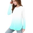thumbnail image 7 of Efsteb Girls Long Sleeve Shirts Hem Side Slit T-Shirts Casual Soft Lightweight Long Sleeve Gradient Print Crew Neck for All-Season Styles（Mint Green，7 Years）, 7 of 7
