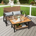 thumbnail image 1 of Costway 2 PCS Patio Rattan Loveseat  Coffee Table Set  Padded Back & Seat Pillow Quick Dry, 1 of 10