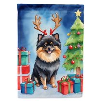 Pomeranian Christmas Reindeer Garden Flag