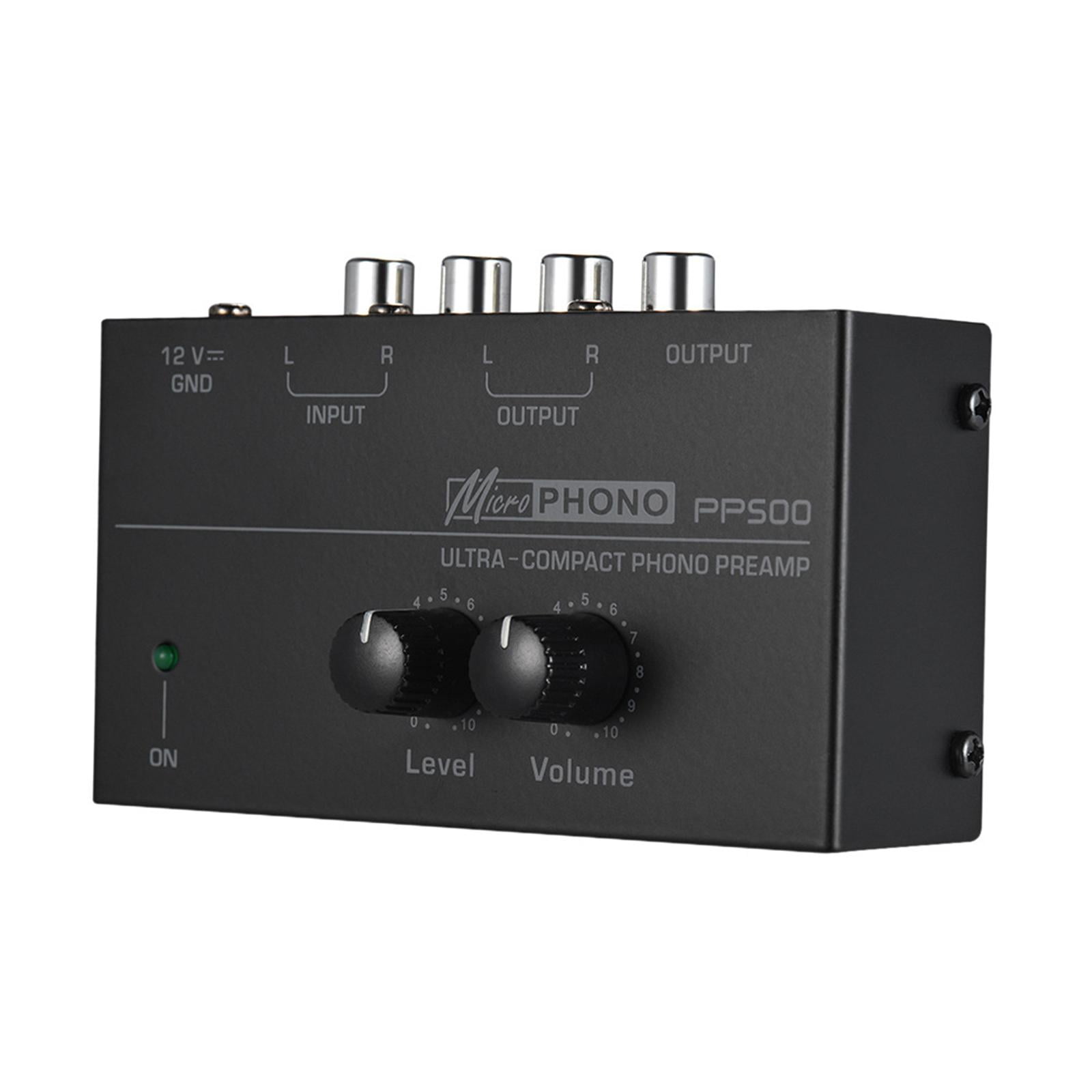 PP500 Phono Turntable Preamp Input /TRS Output Stereo with DC 12V Adapter with Level Volume Control Mini Low Noise Pre