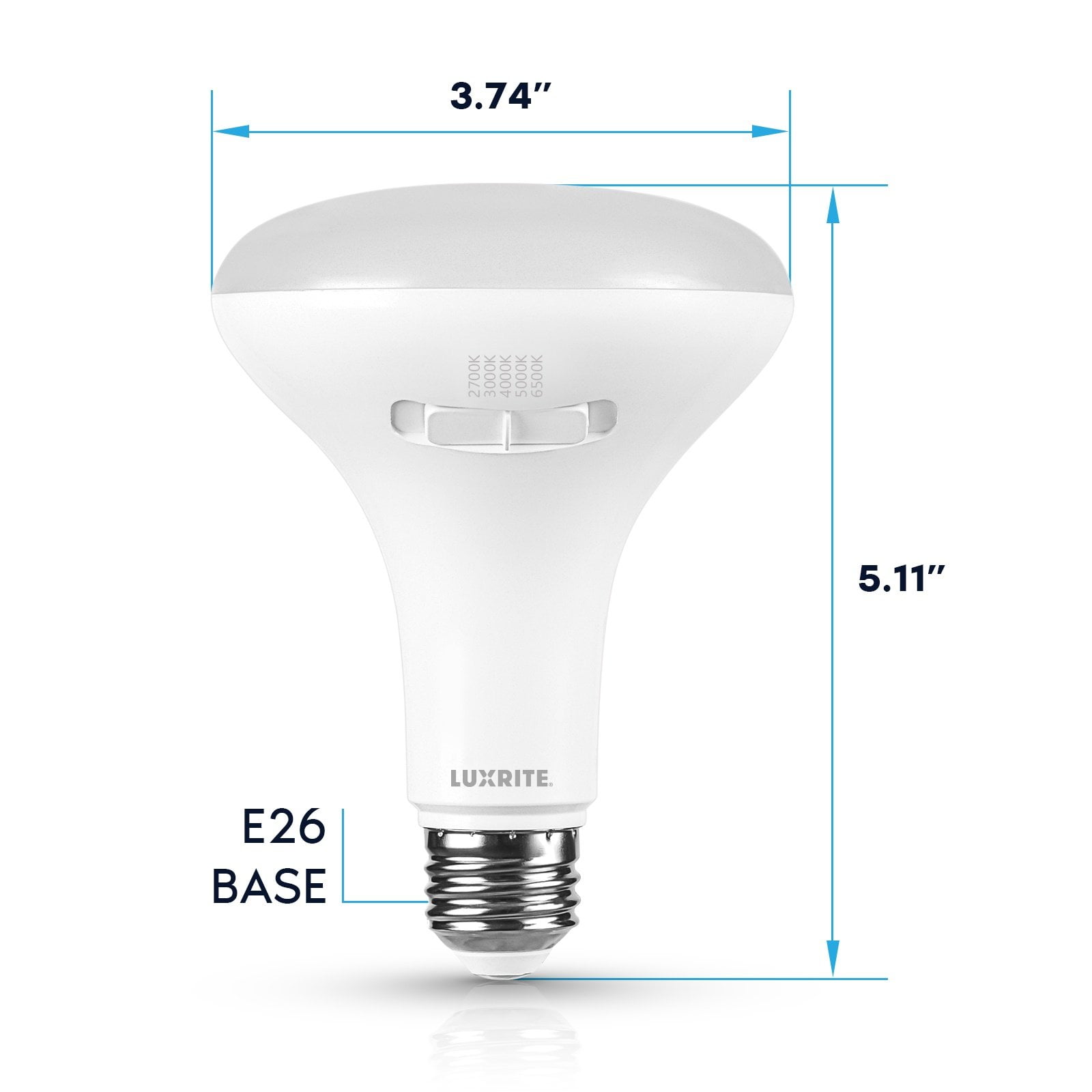 Luxrite BR30 LED Light Bulb 10W=85W 5CCT Dimmable 850 Lumens LED Flood Light Bulb UL Listed E26 Medium Base 6-Pack