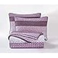 thumbnail image 3 of Chezmoi Collection Poppy 3-Piece Patchwork Striped Pre-Washed Cotton Quilt Set - Purple Flower Floral Coverlst - Lightweight Reversible Bedspread, King Size, 3 of 4
