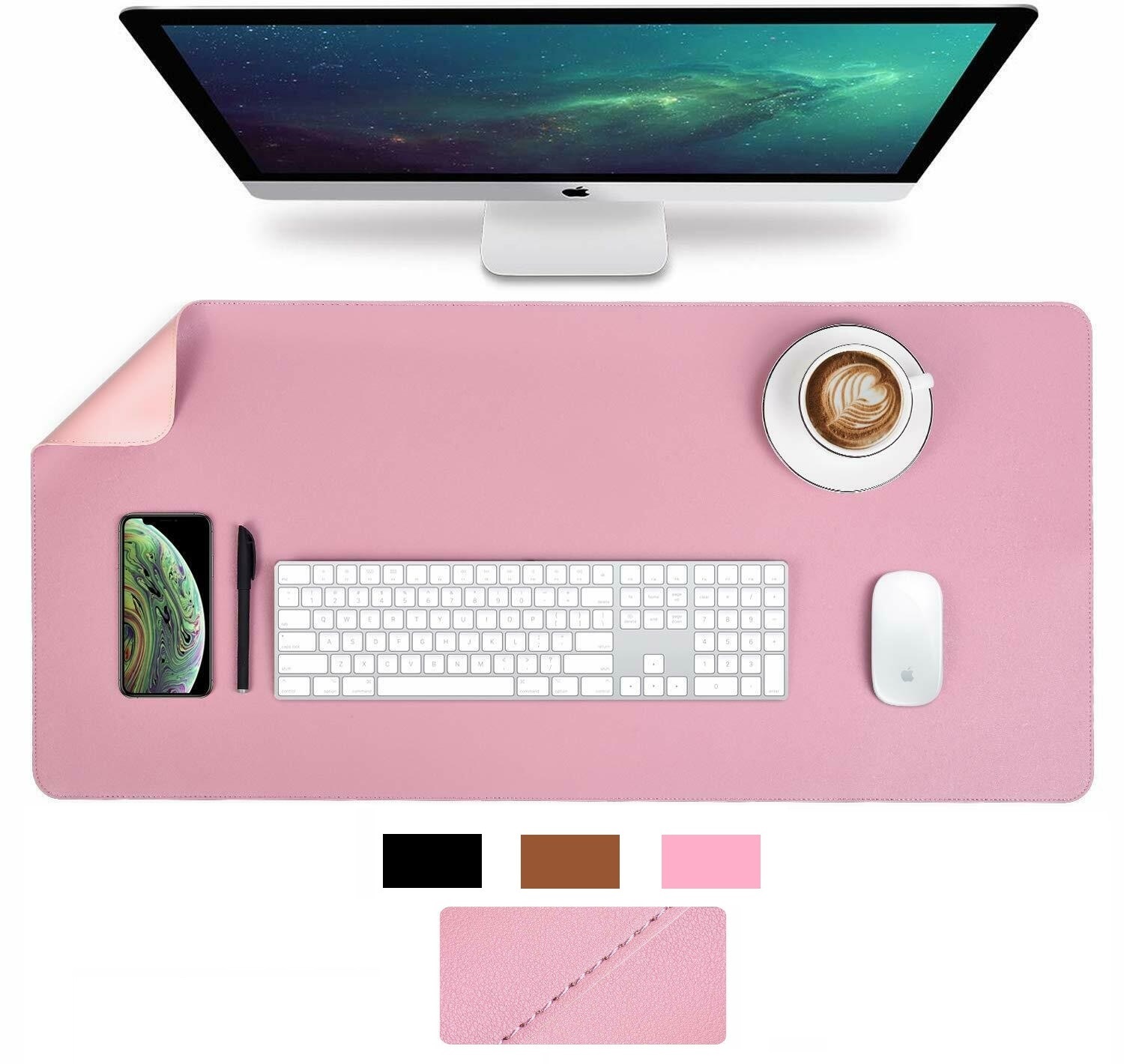 Large AntiSkid Desk Pad/Mat Dual Sided for Office and Home,Waterproof PU Leather Desk Blotter