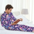 thumbnail image 6 of Cauagu Skull colorful mushroom Print Men's Long-Sleeve Pajama Set,Soft Button-Front 2Pjs for Men Long Sleeve Men’s Sleepwear-X-Large, 6 of 7