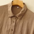 thumbnail image 5 of CUSTG Casual Shirts For Women Summer Vintage Comfortable Loose Solid Color Button Down Lapel Blouse Classic Tops, 5 of 8