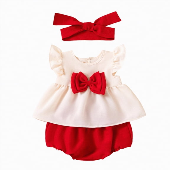 TOWED22 Baby Infant Girl 2 Piece Lovely Outfits Sleeveless Tops and Shorts Cute Sets Summer Tank Shirts Clothing Toddler Casual Elastic Waist Clothes(Red,12-18 M)