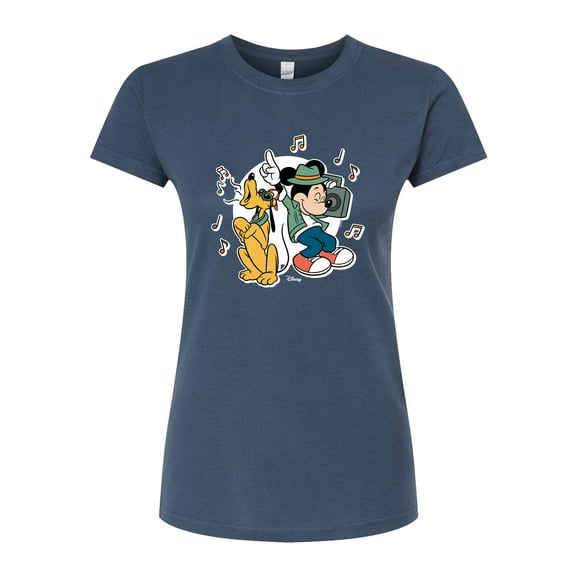 Disney - Mickey & Friends - Pluto Sings while Mickey Dances - Juniors Fitted Graphic T-Shirt