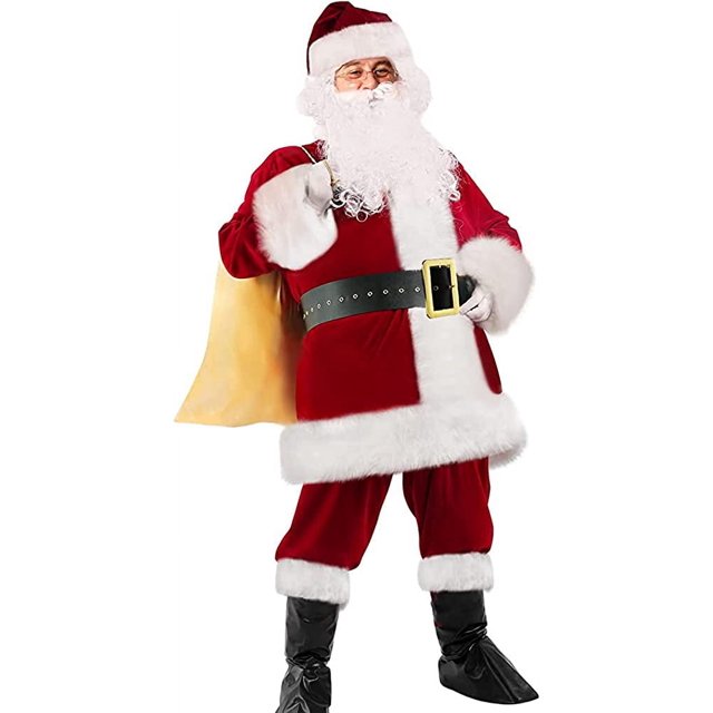 1 XXL Disfraz navideño de Papá Noel Disfraz de Papá Noel Adultos Hombre Disfraz de Papá Noel para Hombre Mujer Traje de Papá Noel