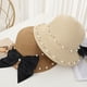 thumbnail image 3 of Sombrero de paja con lazo para mujer, de 56 a 58 cm de circunferencia, con protección solar, para playa y sol, 3 of 5