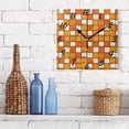 thumbnail image 3 of Square Wall Clock Silent Non-Ticking Battery Operated Retro 7.78" Clock for Bedroom Living Room Decor Squares with Smiling Pumpkins, 3 of 9