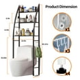 thumbnail image 2 of HIOHA 3-Tier Over Toilet Storage Rack with Toilet Paper Roll Holder & 4 Hooks, Steel Bathroom Space Saver Organizer, Black, 2 of 7