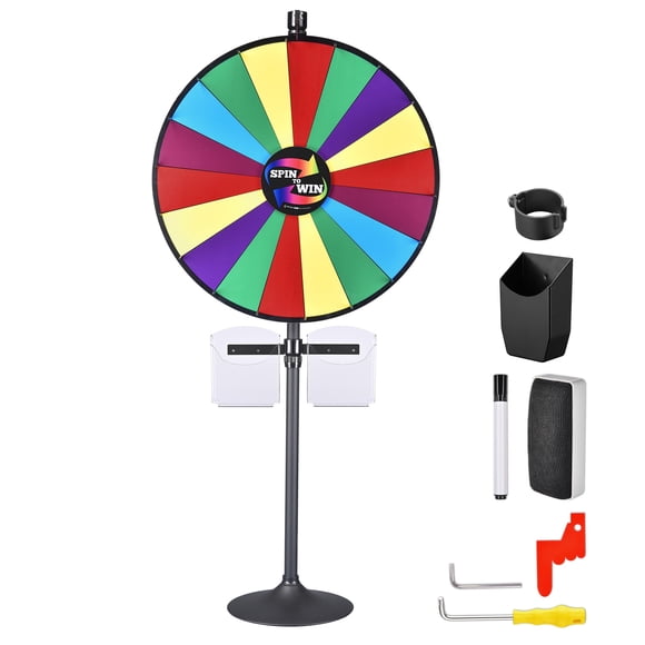WinSpin 36" Prize Wheel Tabletop Floor Stand Spinning Game w/ Brochure Holders