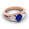 thumbnail image 3 of Diamond-Capitals 2.00 Carat Pear Cut Blue Sapphire Gemstone & Natural Diamond Stunning Engagement Ring for Women Solid 14K Rose Gold Size 3, 3 of 8