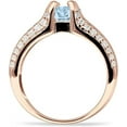 thumbnail image 6 of Round Engagement Ring Aquamarine Cubic Zirconia Rose Tone 925 Sterling Silver, Size 10, 6 of 7