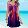 thumbnail image 2 of Robe d'Été Sans Manches pour Femmes Mini Robe de Plage Bretelles Spaghetti Ajustables Robe Plissée Ample Imprimé Bohème Robe de Soleil, 2 of 5