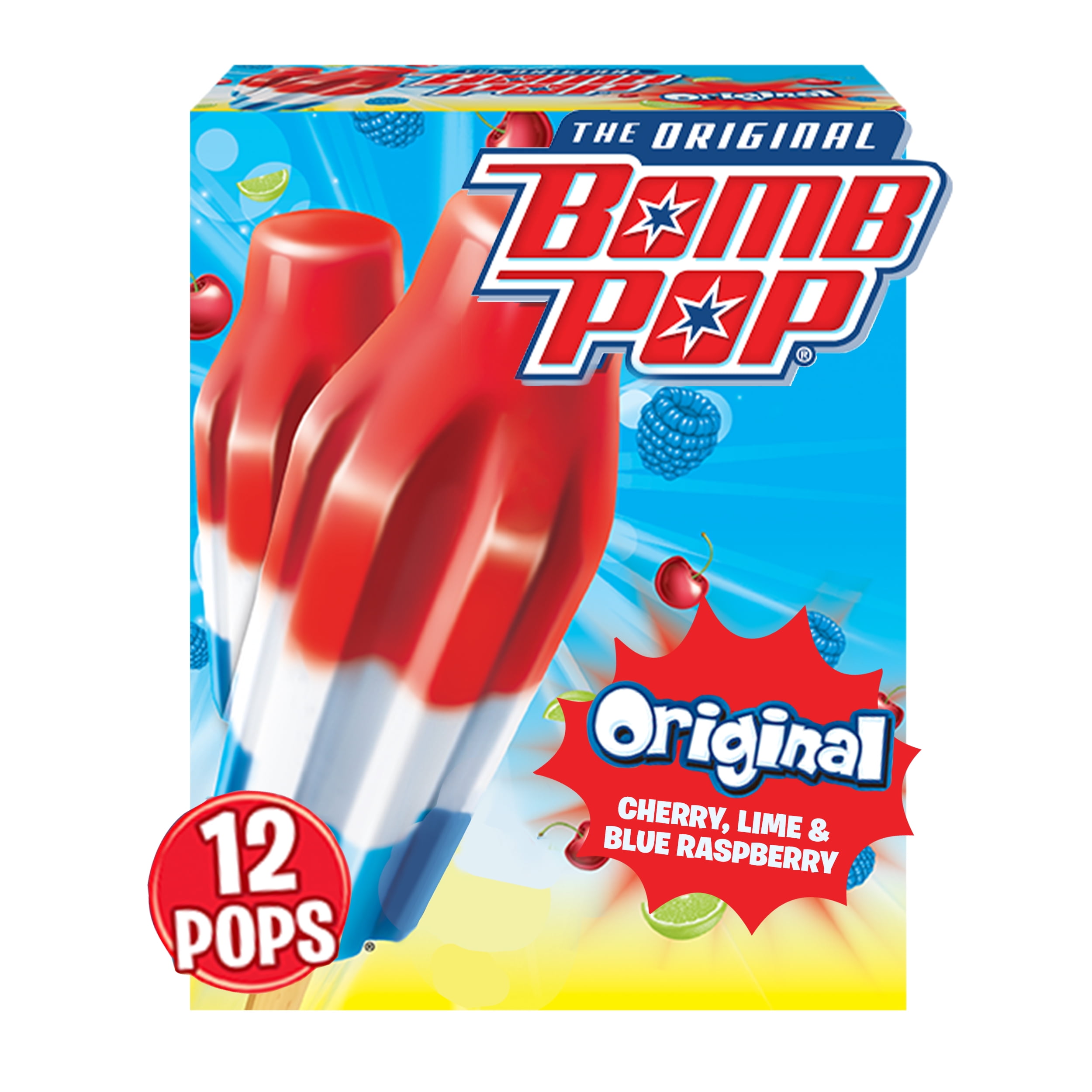 Bomb Pop Original Ice Pop, Frozen Sweet Treat for Back to School, 12 ...