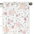 thumbnail image 3 of Pink Grey Watercolor Floral Semi-Sheer Rod Pocket Curtain Panels (Set of 2) by Sweet Jojo Designs, 3 of 5