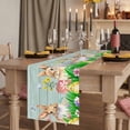 thumbnail image 2 of Table Runners 120 Inches Long Dress Scarves, Easter Bunny Farmhouse Coffee/Dining/Kitchen Table Runner for Living Room, Spring Easter Eggs Floral Teal Wood 13x120 Inch, 2 of 9