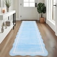thumbnail image 5 of Towallmark 2x6 Washable Area Rug, Ultra Soft Low Pile Non-Slip Carpet, Modern Scalloped Print Floor Mat for Living Room Bedroom Home Decor, Light Blue, 5 of 7