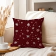 thumbnail image 3 of Ethan Taylor Landscape and Nature Throw Pillow Soft Cushion Cover 'Maroon Snowflake Dreams Snow' Modern Pattern Decorative Square Accent Pillow Case, 16x16 Inches, Red, White, 3 of 5