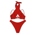 thumbnail image 2 of Pxiakgy Ensembles de bikini pour Femmes Maillots de Bain pour Femmes Rassemblement Cou Soutien en Acier Coussin de Poitrine bikini Coloré Maillot de Bain Rouge + S, 2 of 7