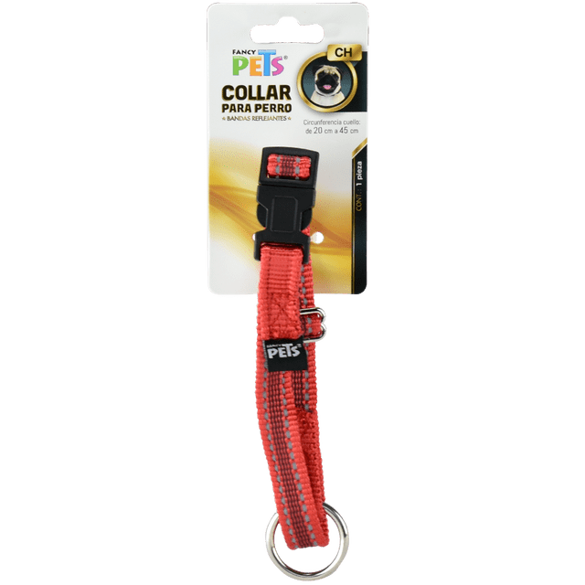 Collar Ch para perro C/Ultra Grip Y Bandas Reflejantes Rojo Fancy Pets CH