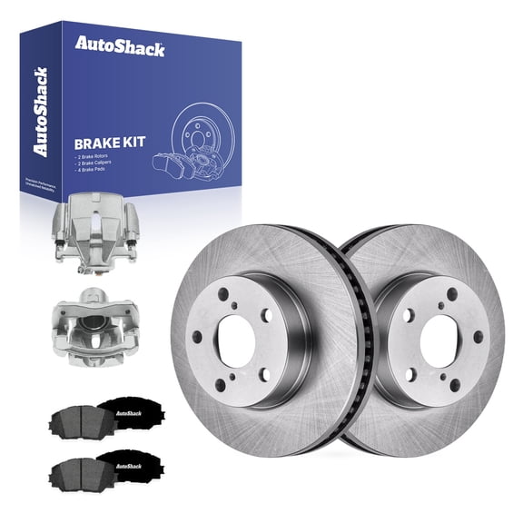 AutoShack Front Vented Brake Rotors   Premium Ceramic Pads   Calipers 8-PC Brake Kit Replacement for 2006-2008 Toyota RAV4 10.83" (275 mm)