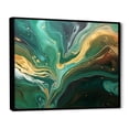 thumbnail image 3 of Designart "River Flow Abstract Green and Gold Marble IV" Extra Large Abstract Framed Wall Art - Modern Green Abstract Marble Entryway Framed Wall Art Print, 3 of 7
