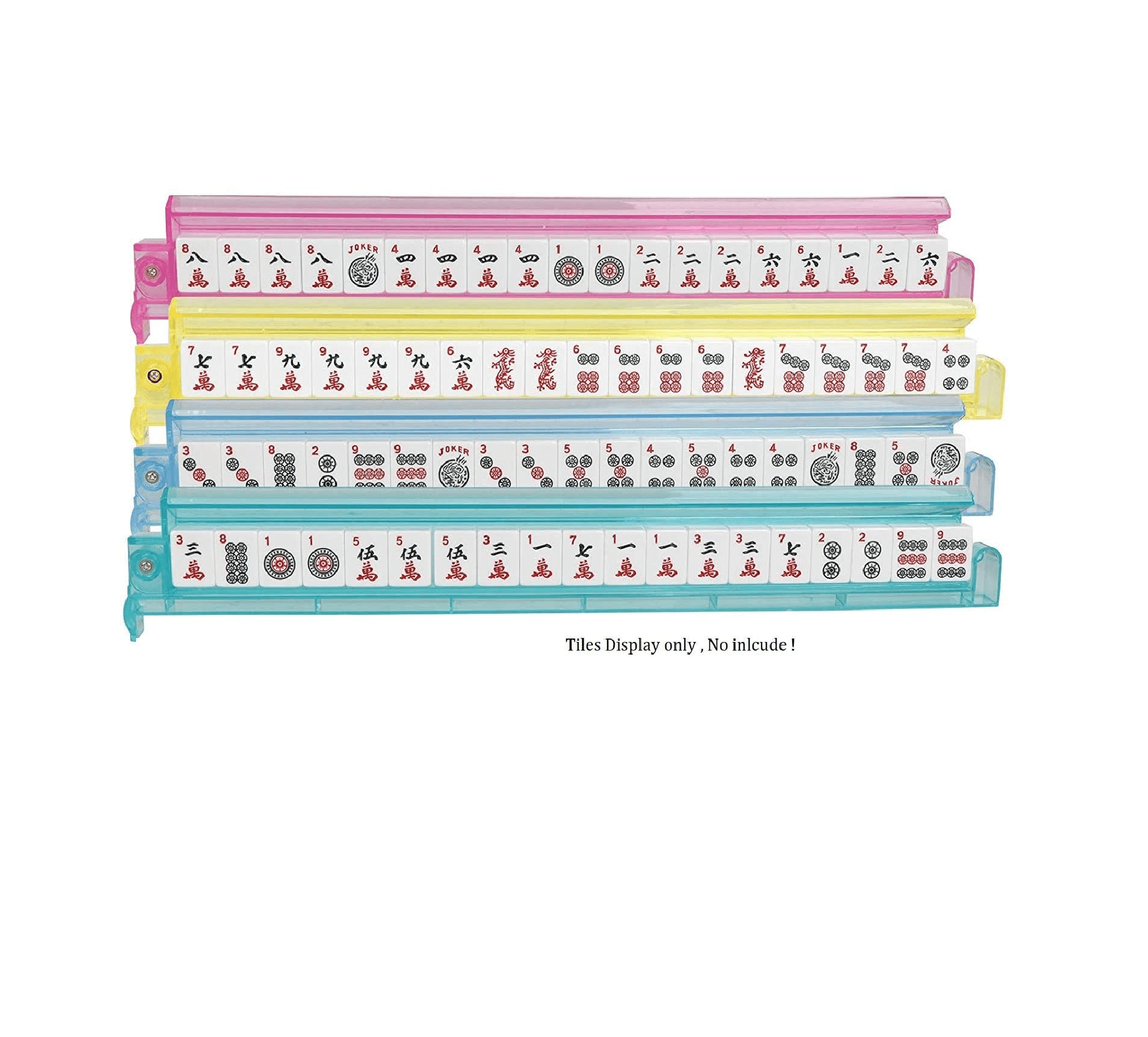 Acrylic Mahjong Mah Jongg Rack and Pusher Combo ,Mah Jong Combo Racks- Multi - Color - Set of 4