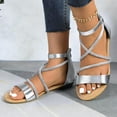 thumbnail image 2 of GJPBGK Women’s Strappy Flat Sandals Rhinestone Ankle Strap Open Toe Gladiator Sandals for Summer Party, Wedding, or Daily Wear, 2 of 6