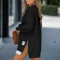 thumbnail image 7 of Womens Jackets Oversized Sweatshirts Winter Long Sleeve Zipper Slit Casual Pullover Solid Color Round Neck Loose Hoodies 2025 Fashion Pullover Top Y2K Outfits Black-L, 7 of 7