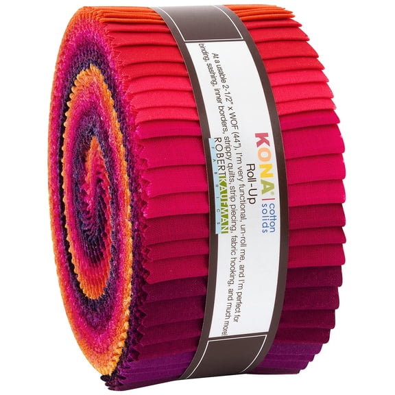 Robert Kaufman Kona Cotton Solids Birds of Paradise Roll Up 2.5" Precut Cotton Fabric Quilting Strips Jelly Roll, RU-773-40